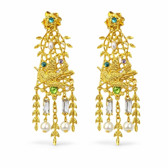 Anthropologie Jewelry - Elegant Gold Dangle Earrings